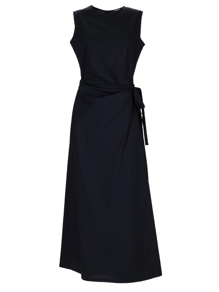 Aspesi Sleeveless Refined Round Neck Midi Dress Zwart