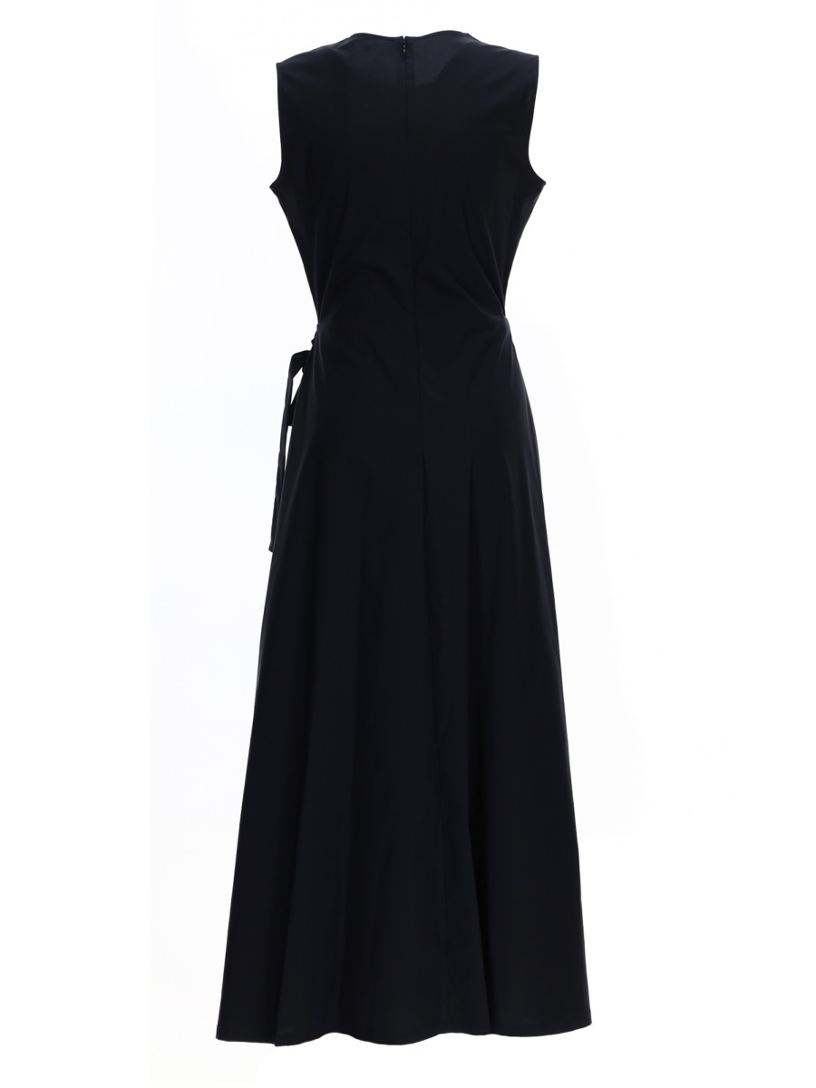 Aspesi Sleeveless Refined Round Neck Midi Dress Zwart