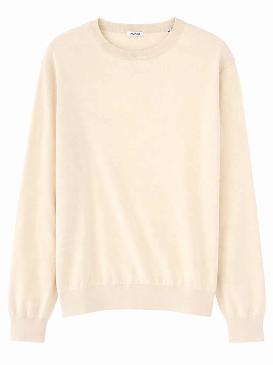 Aspesi Relaxed Fit Cotton-Silk Lightweight Top Sweater Neutraal
