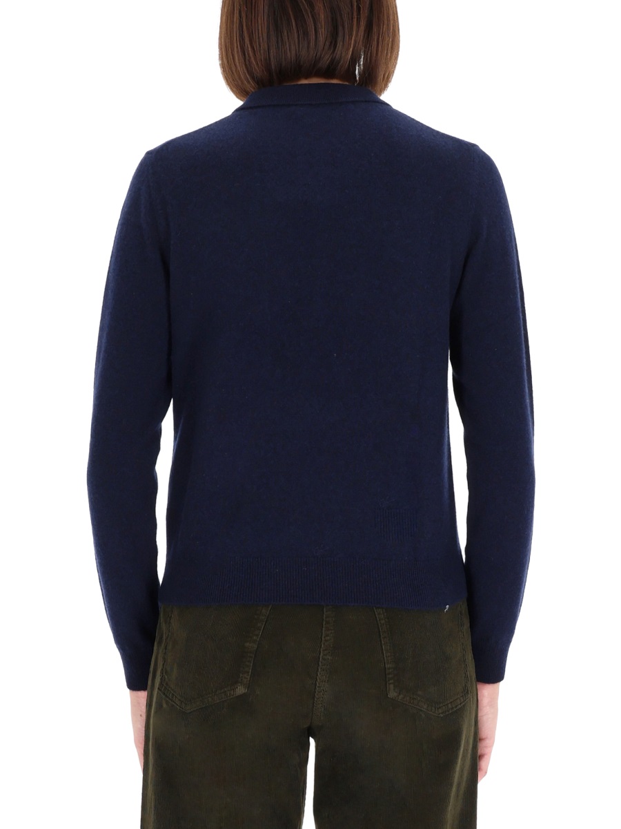Aspesi Long-Sleeve Cashmere Polo Shirt Zwart