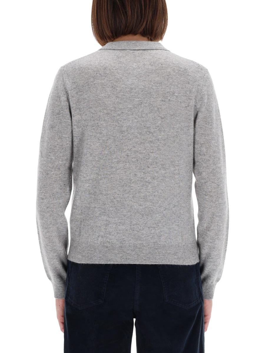 Aspesi Ribbed Cashmere Polo Shirt Grijs
