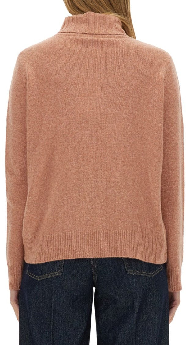 Aspesi High-Neck Wool Jersey With Ribbed Hem Roze