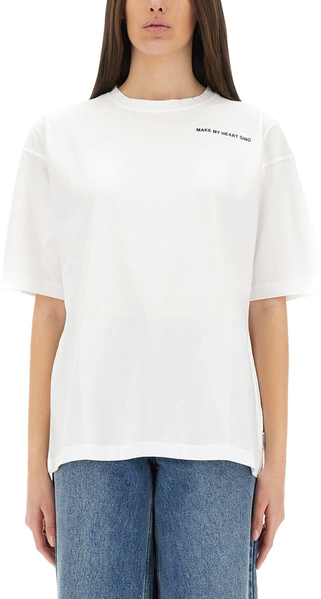 Aspesi "MAKE MY HEART SING" T SHIRT Wit