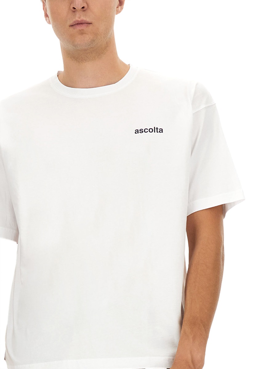 Aspesi T-SHIRT WITH "LISTEN" PRINT Wit