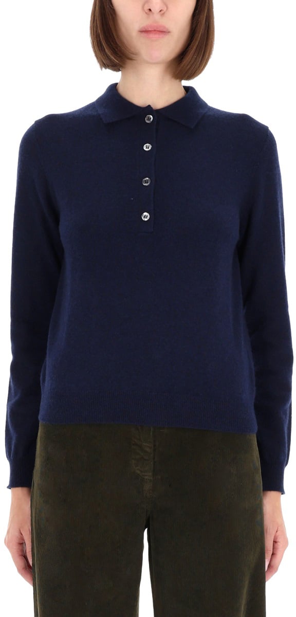 Aspesi CASHMERE POLO SHIRT Blauw
