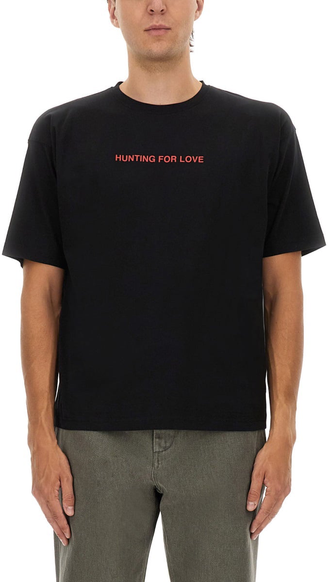 Aspesi T-SHIRT WITH "HUNTING FOR LOVE" PRINT Zwart