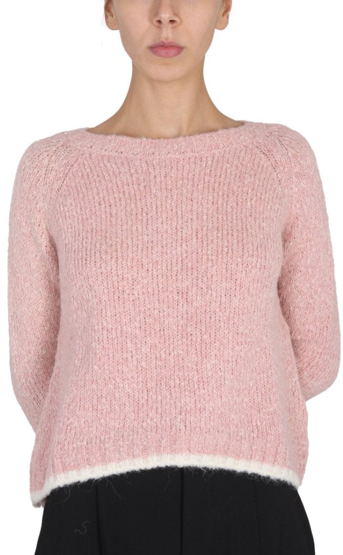 Aspesi Alpaca Blend Sweater With Contrasting Trim Zwart