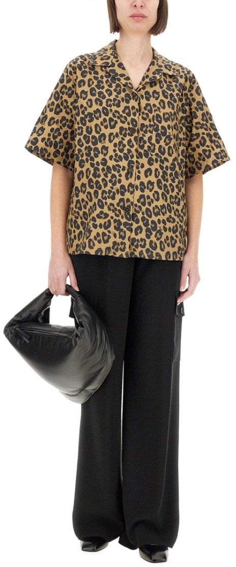 Aspesi Animal Print Short Sleeve Top Bruin