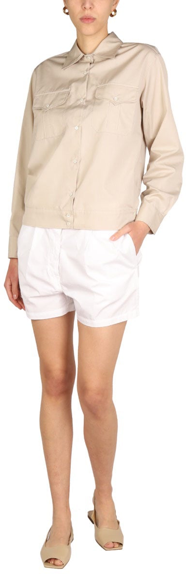 Aspesi Pointed Collar Cotton Shirt Neutraal