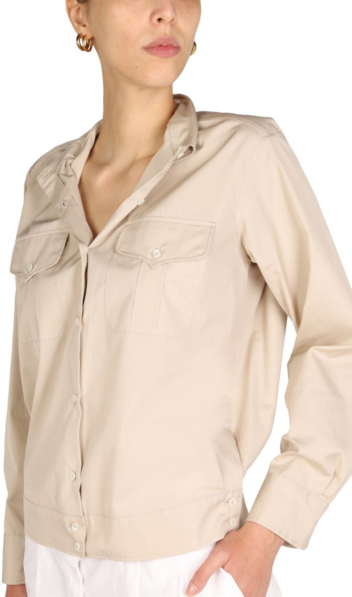 Aspesi Pointed Collar Cotton Shirt Neutraal