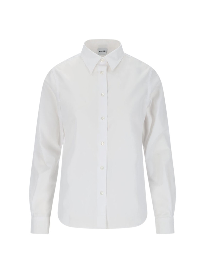 Aspesi Structured White Shirt With Button-Down Front Wit
