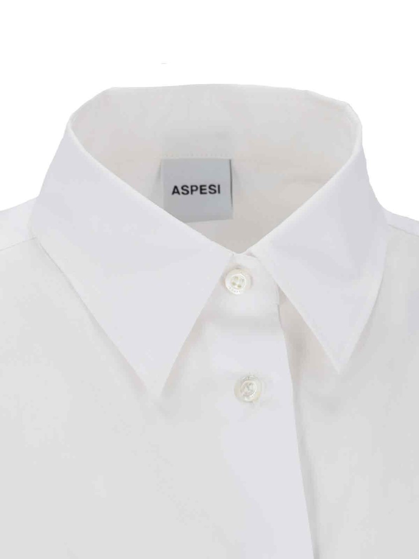 Aspesi Structured White Shirt With Button-Down Front Wit