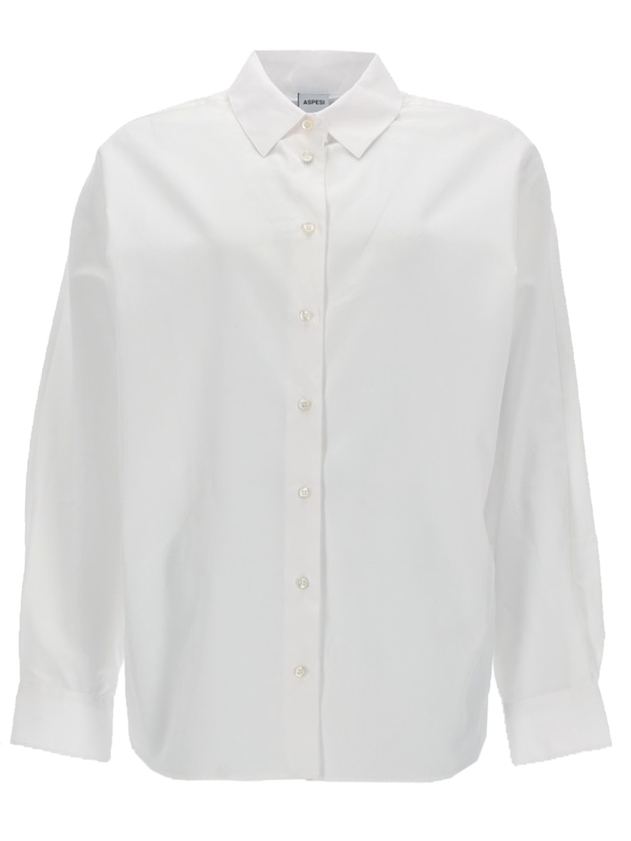 Aspesi Pointed Collar Long Sleeves Cotton Shirt Wit