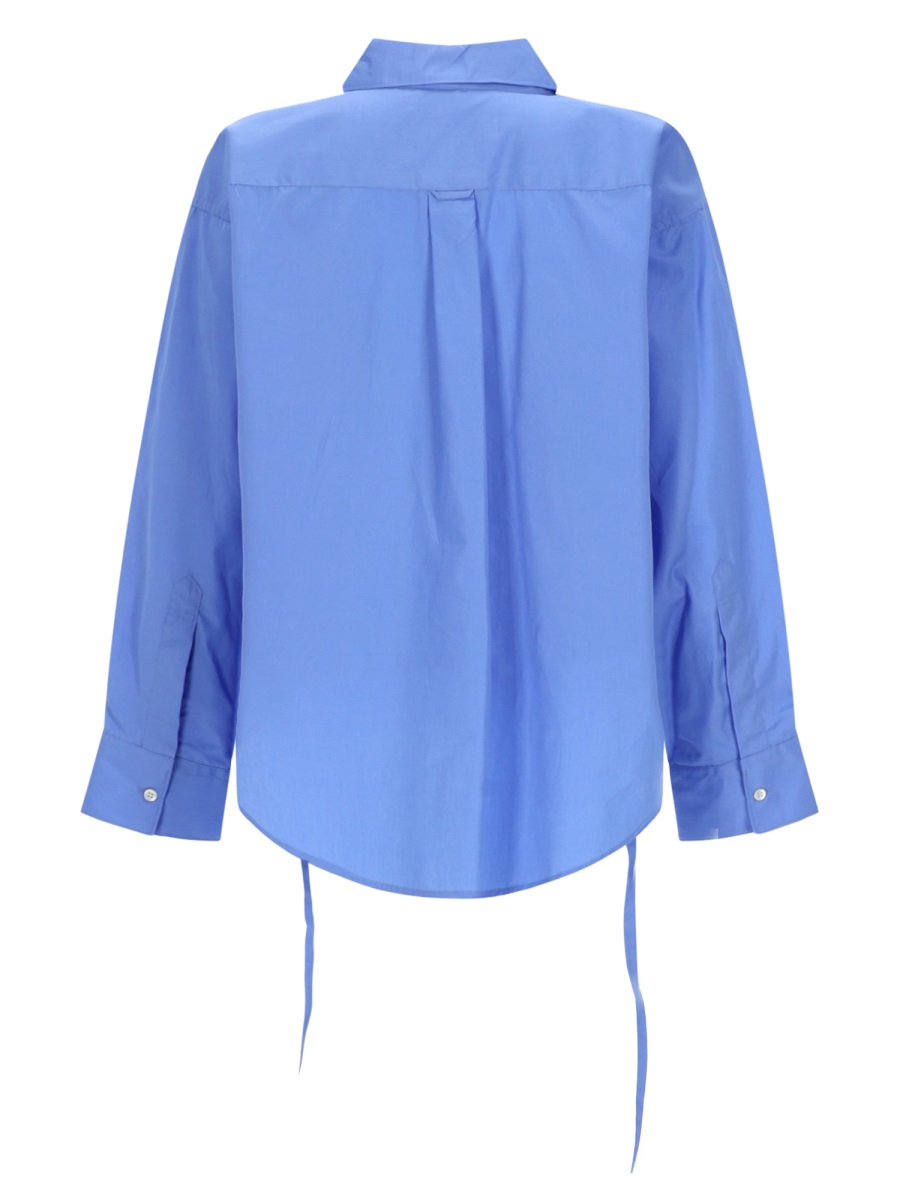 Aspesi Oversized Cotton Ties Collar Shirt Blauw