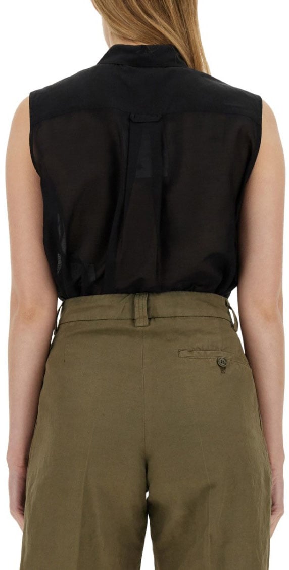 Aspesi Sleeveless Silk Blend Shirt Zwart