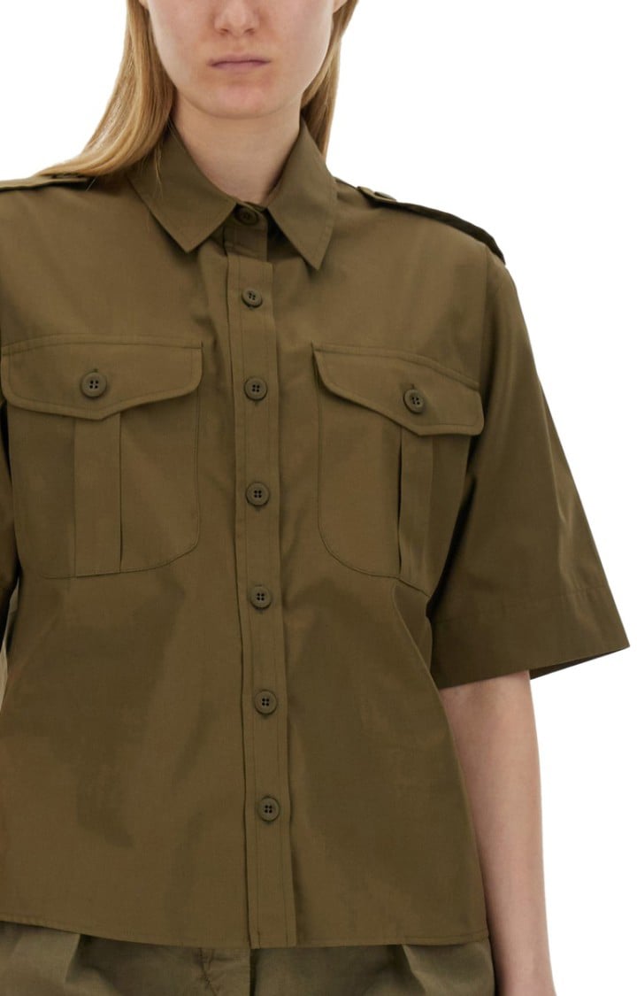 Aspesi Short-Sleeved Cotton Shirt Groen