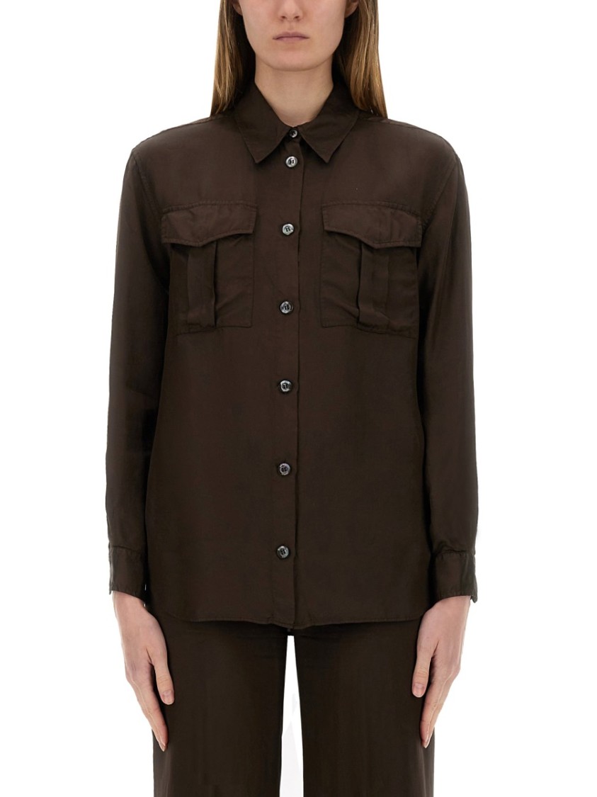 Aspesi Brown Relaxed-Fit Shirt With Classic Collar Bruin