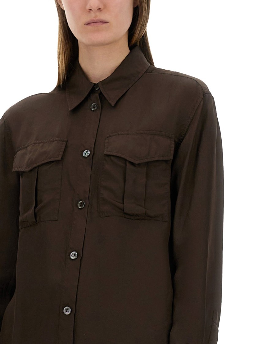 Aspesi Brown Relaxed-Fit Shirt With Classic Collar Bruin