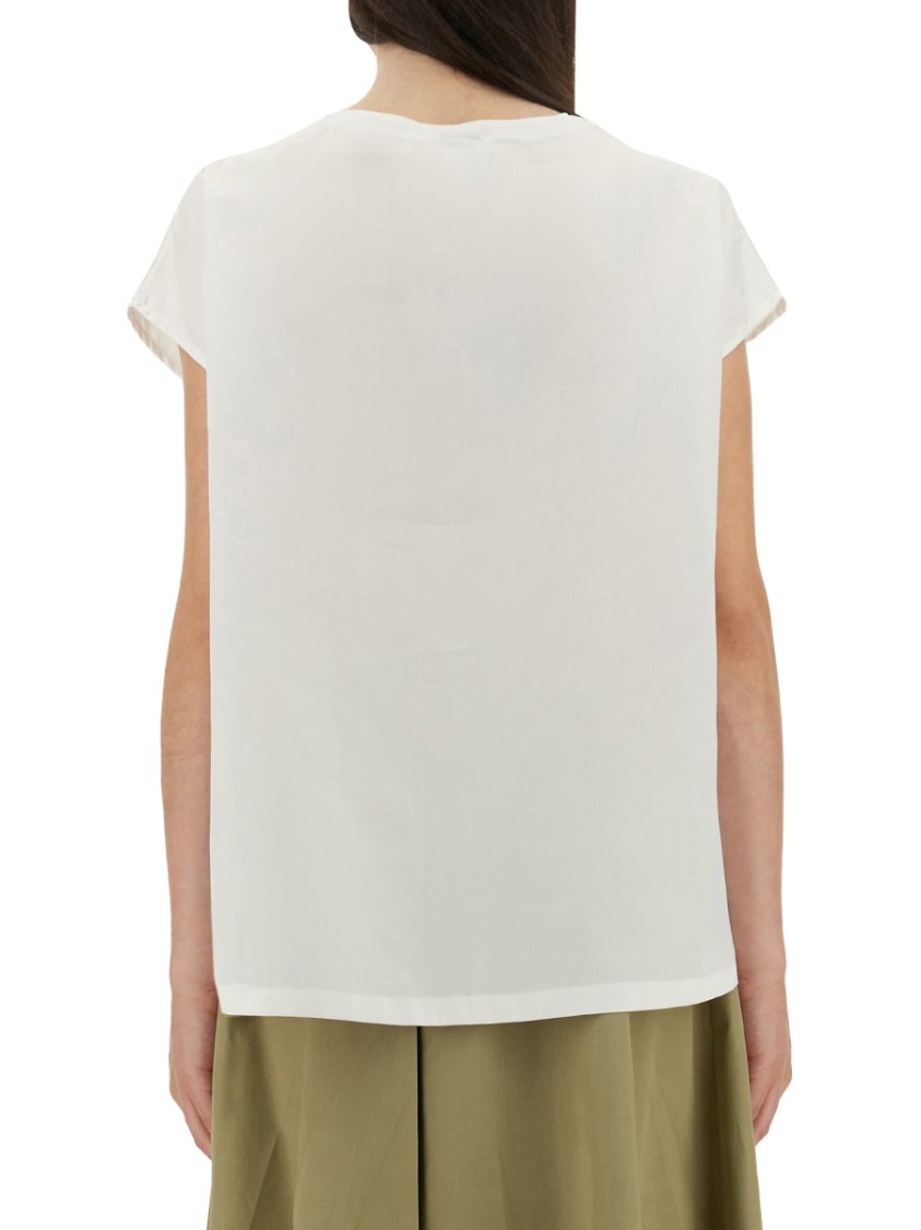 Aspesi Relaxed Oversized White Cotton Top Wit