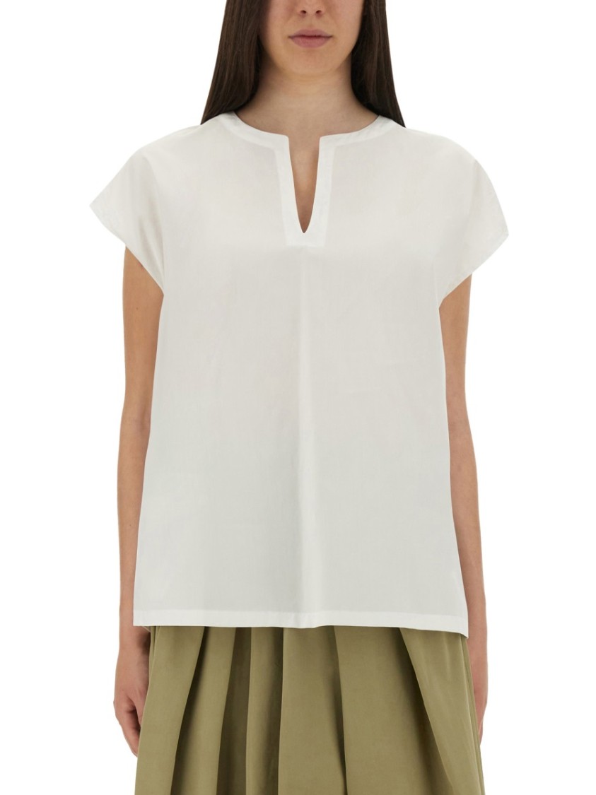 Aspesi Relaxed Oversized White Cotton Top Wit