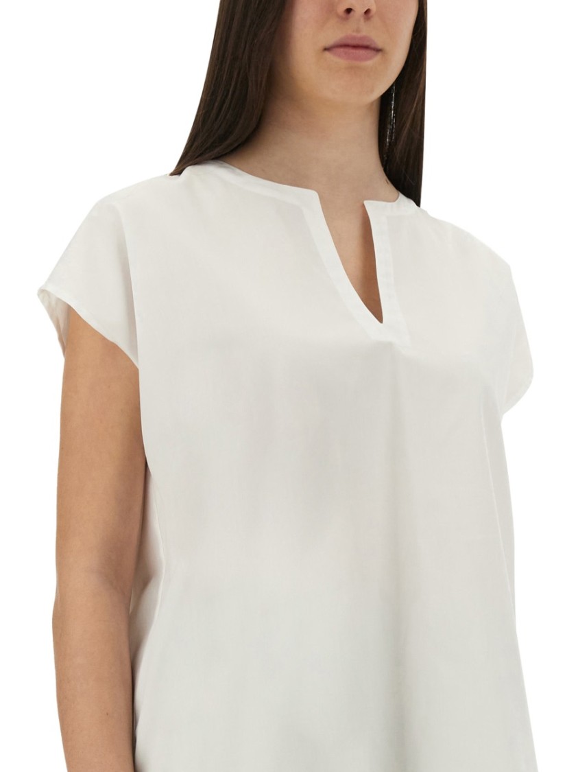 Aspesi Relaxed Oversized White Cotton Top Wit