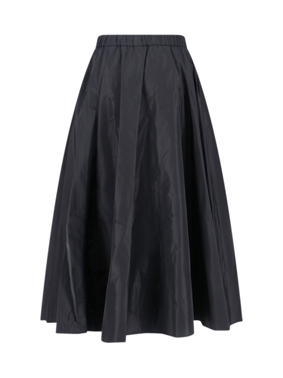 Aspesi Black Elastic Waistband Midi Skirt Zwart
