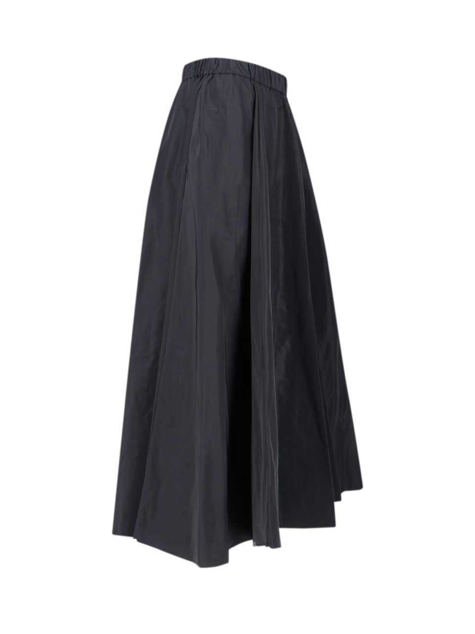 Aspesi Black Elastic Waistband Midi Skirt Zwart
