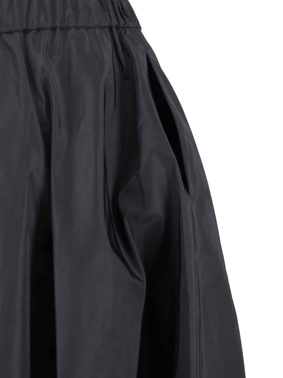 Aspesi Black Elastic Waistband Midi Skirt Zwart