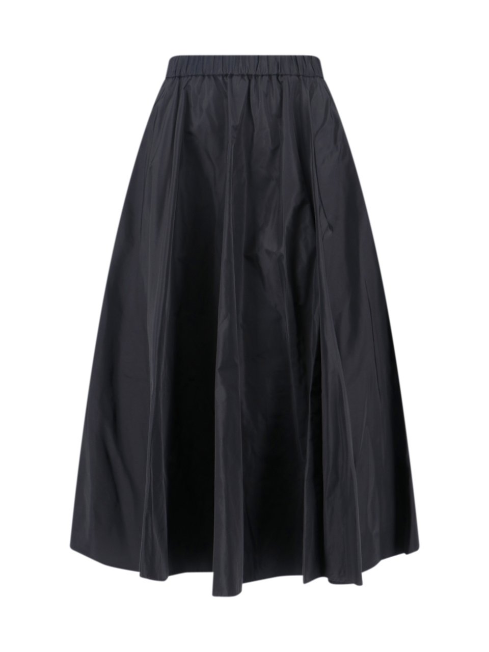 Aspesi Black Elastic Waistband Midi Skirt Zwart