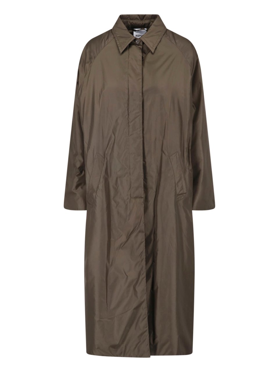 Aspesi Dark Green Nylon Waterproof Trench Coat Groen