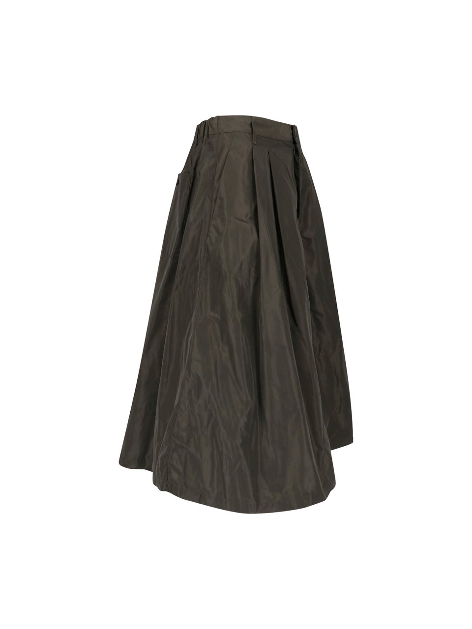 Aspesi Green Technical Fabric Elastic Waist Midi Skirt Groen