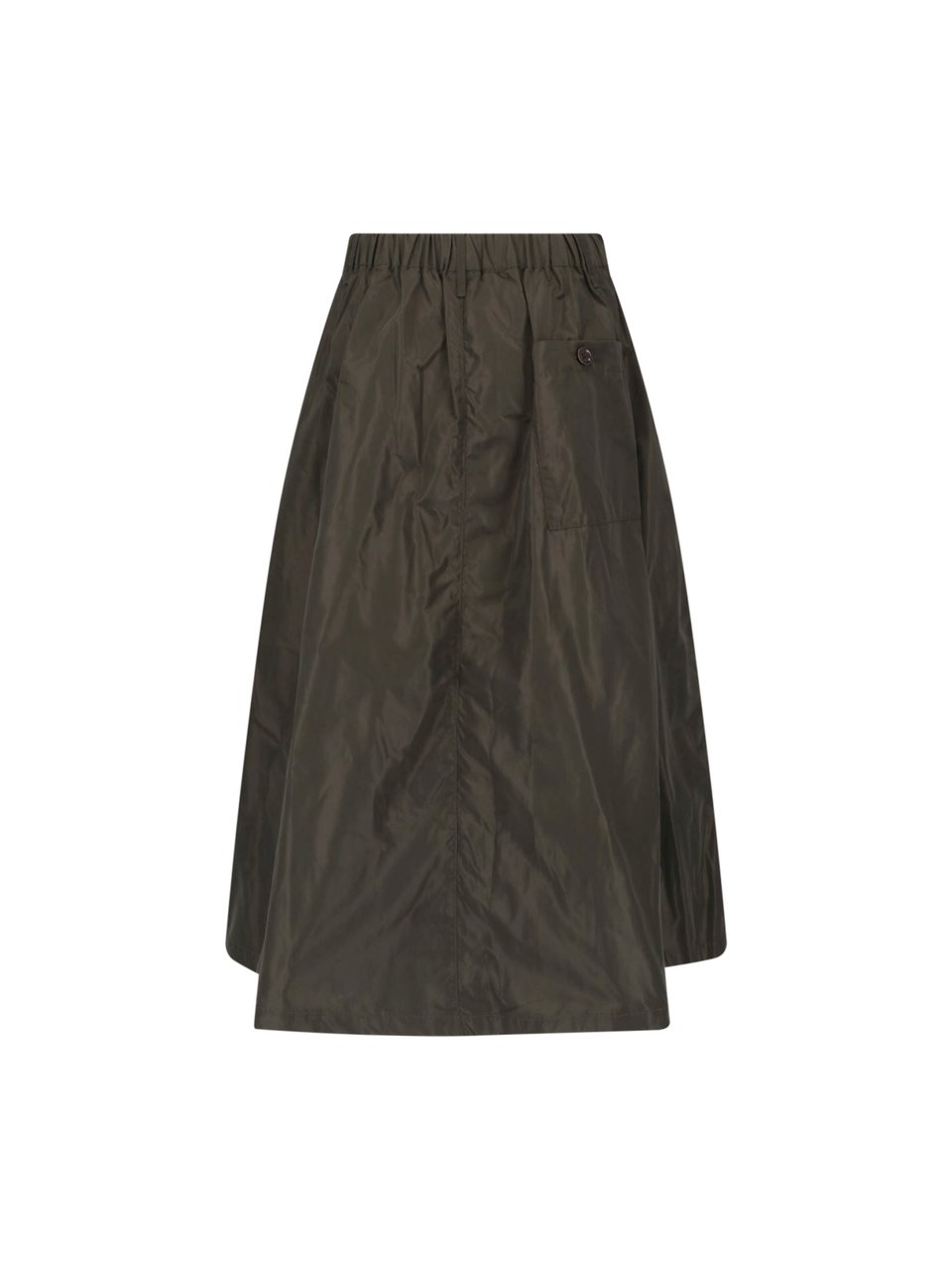Aspesi Green Technical Fabric Elastic Waist Midi Skirt Groen