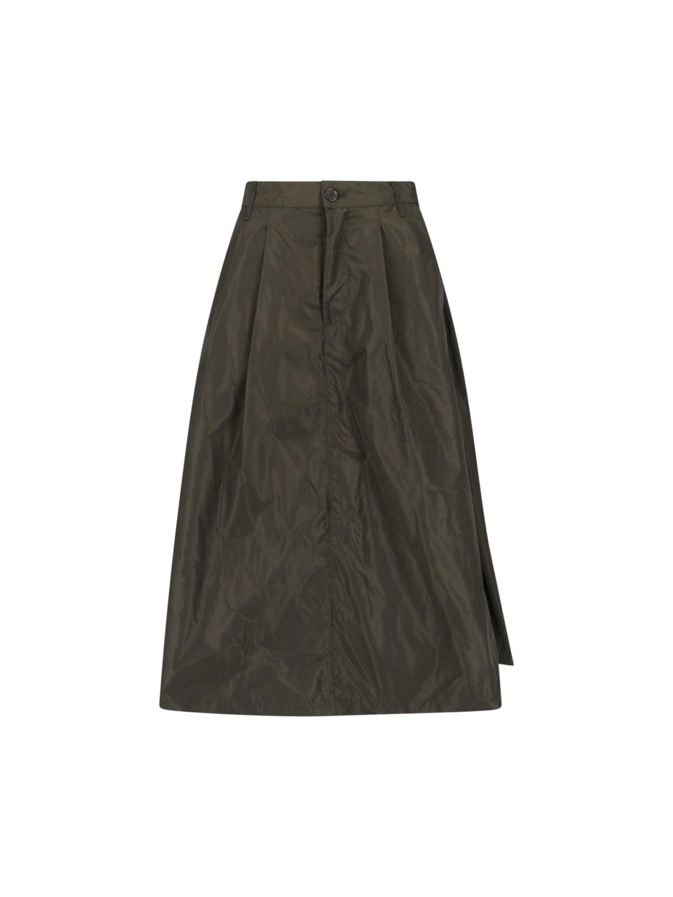 Aspesi Green Technical Fabric Elastic Waist Midi Skirt Groen