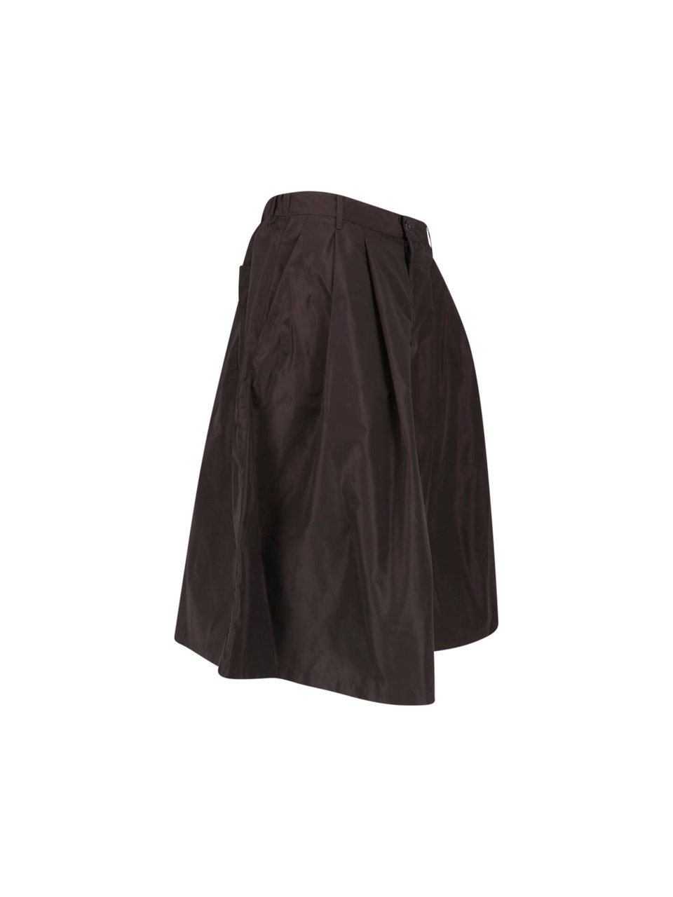 Aspesi Brown Technical Fabric Elastic Waist Midi Skirt Bruin