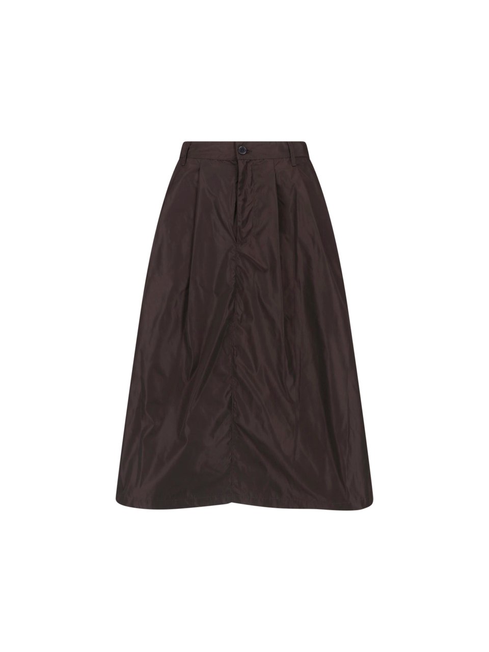 Aspesi Brown Technical Fabric Elastic Waist Midi Skirt Bruin