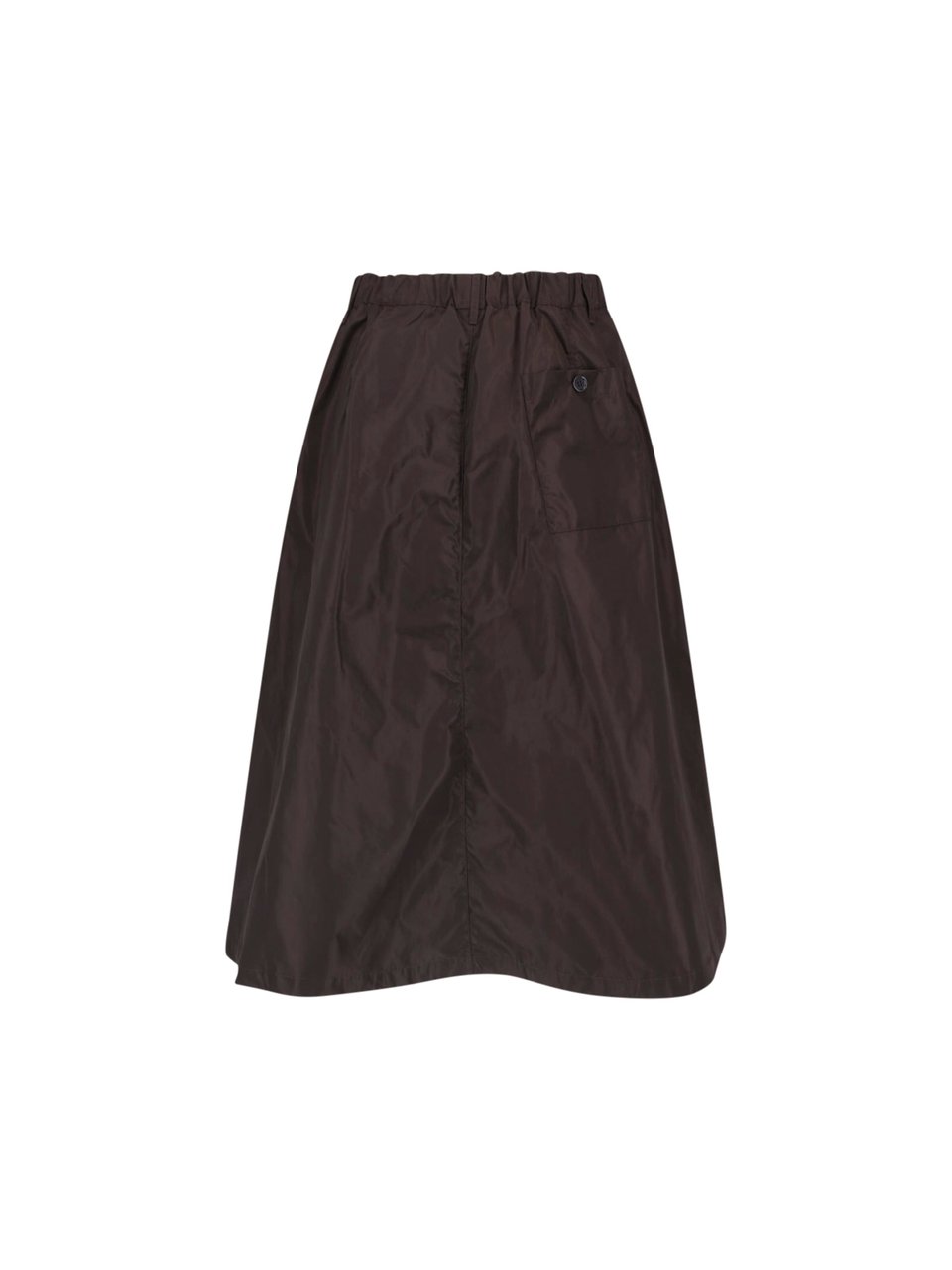 Aspesi Brown Technical Fabric Elastic Waist Midi Skirt Bruin