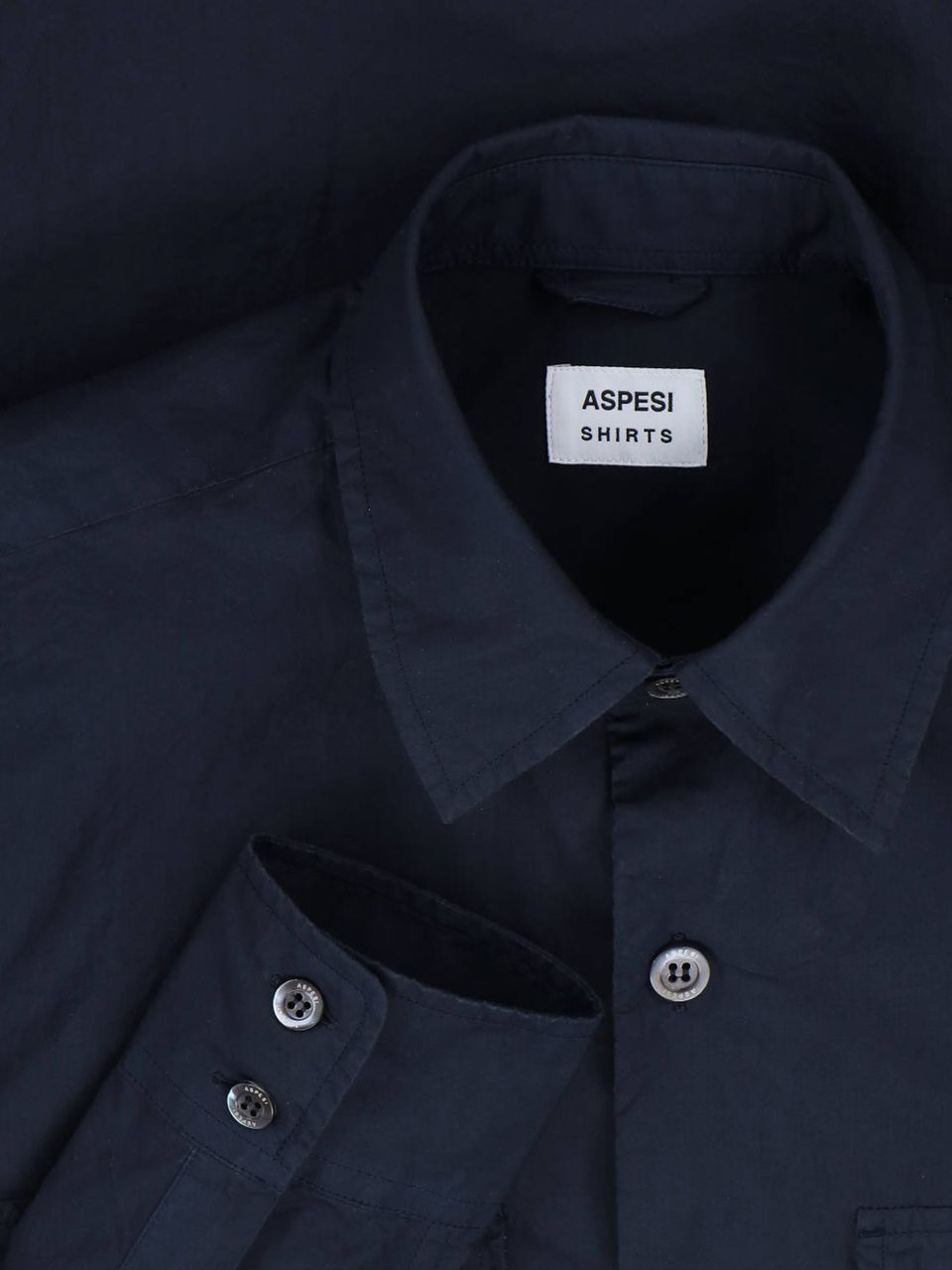 Aspesi Tailored White Shirt With Button-Down Front And Pointed Collar Blauw