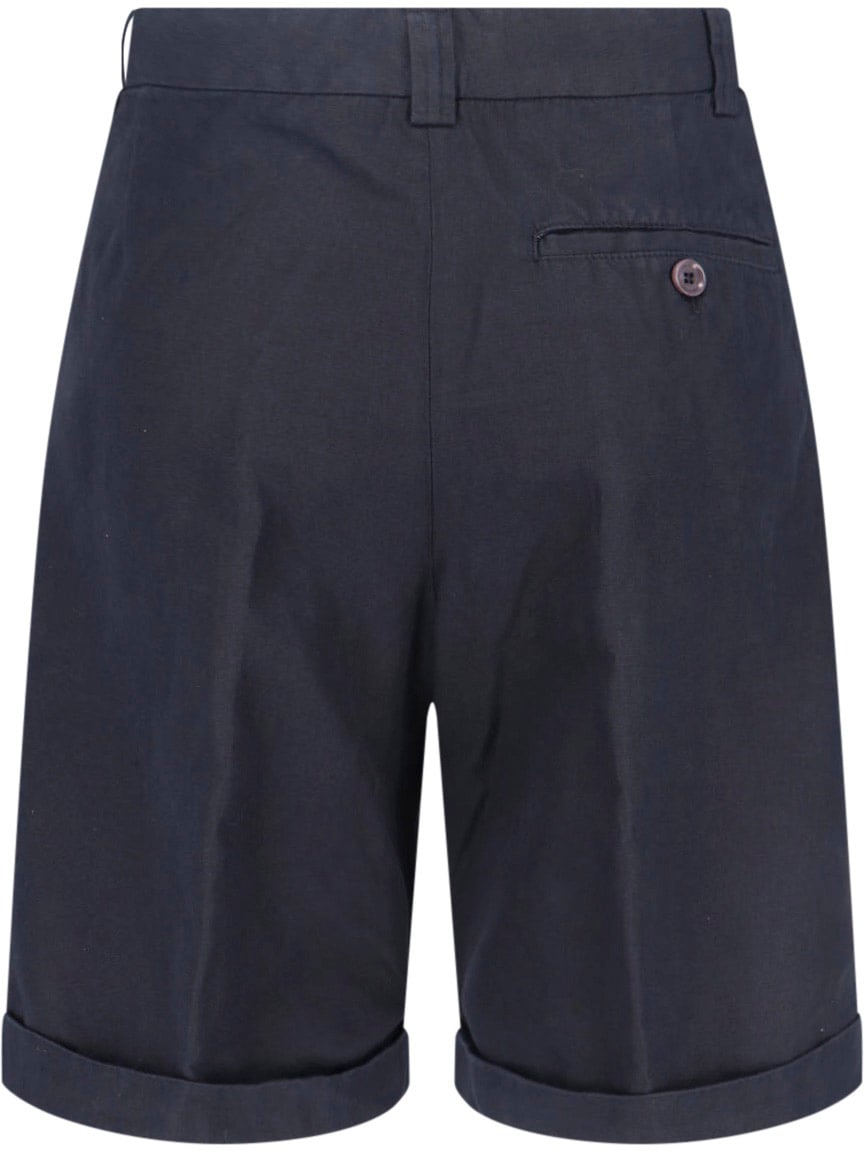 Aspesi Navy Cotton Linen Shorts Blauw