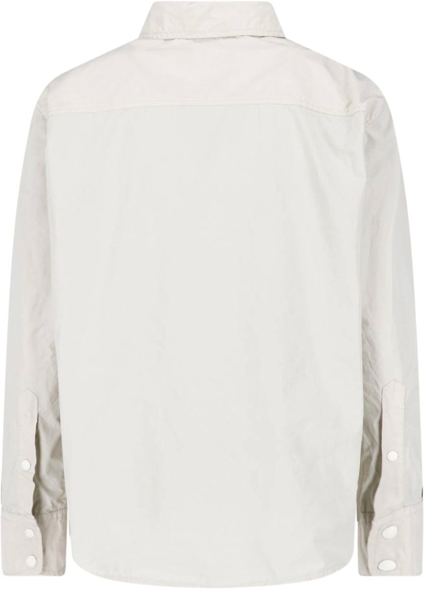 Aspesi Neutral Classic Collar Snap Button Shirt Neutraal