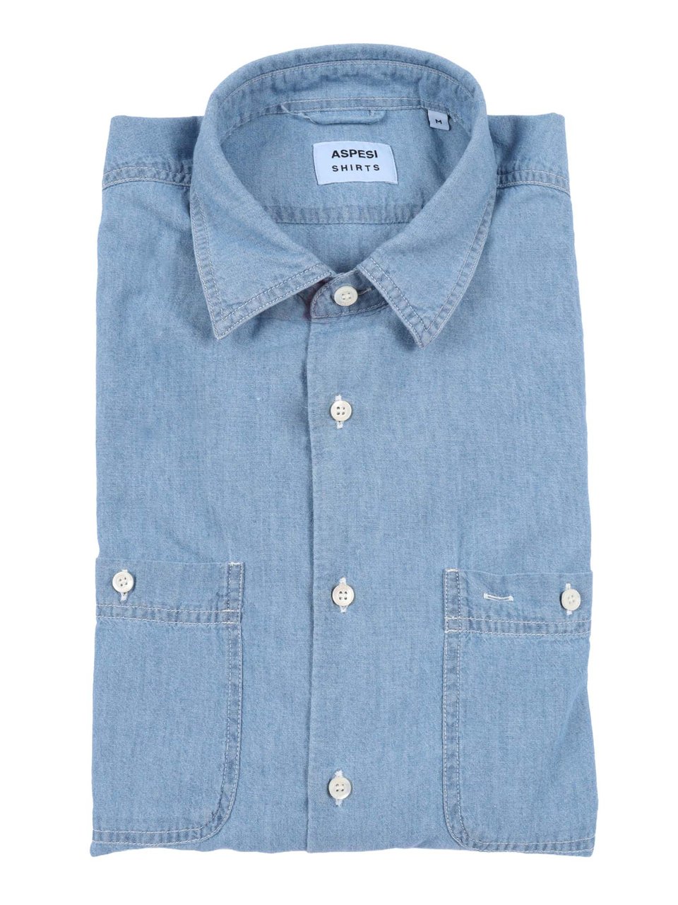 Aspesi Light Blue Denim Casual Shirt Blauw