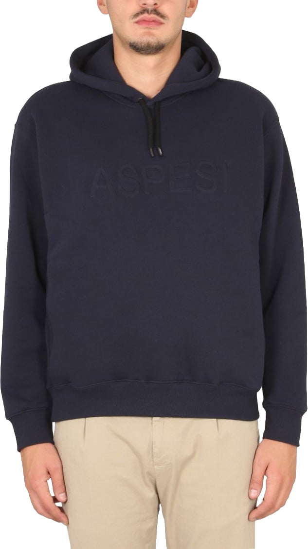 Aspesi Sweatshirt With Logo And Hood Zwart