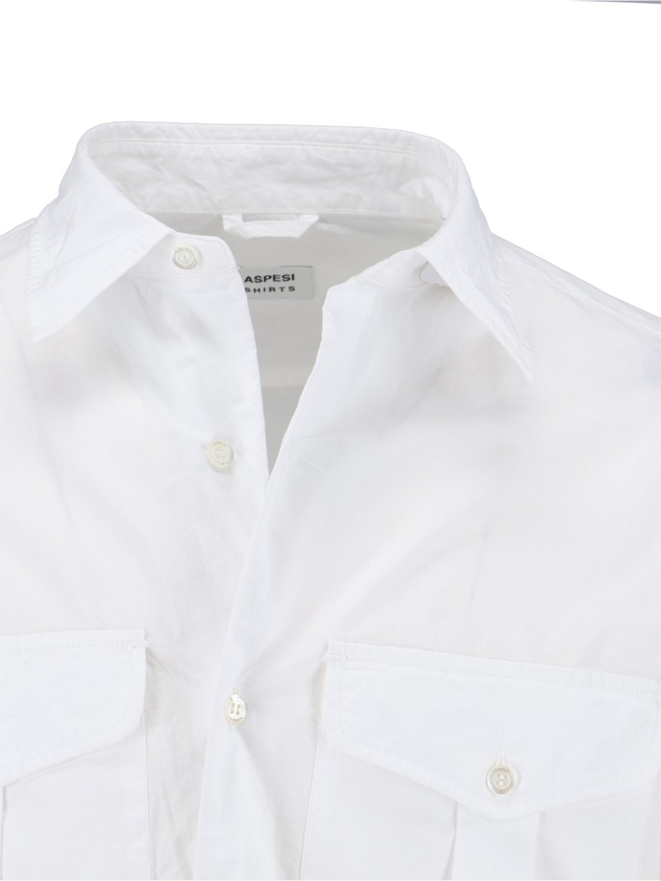 Aspesi White Button-Down Shirt with Structured Collar Wit