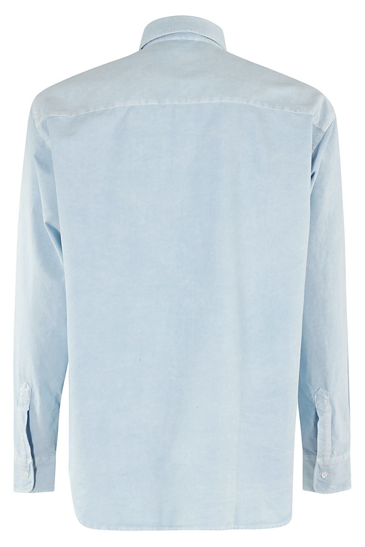 Aspesi Light Blue Cotton Shirt With Classic Collar Blauw