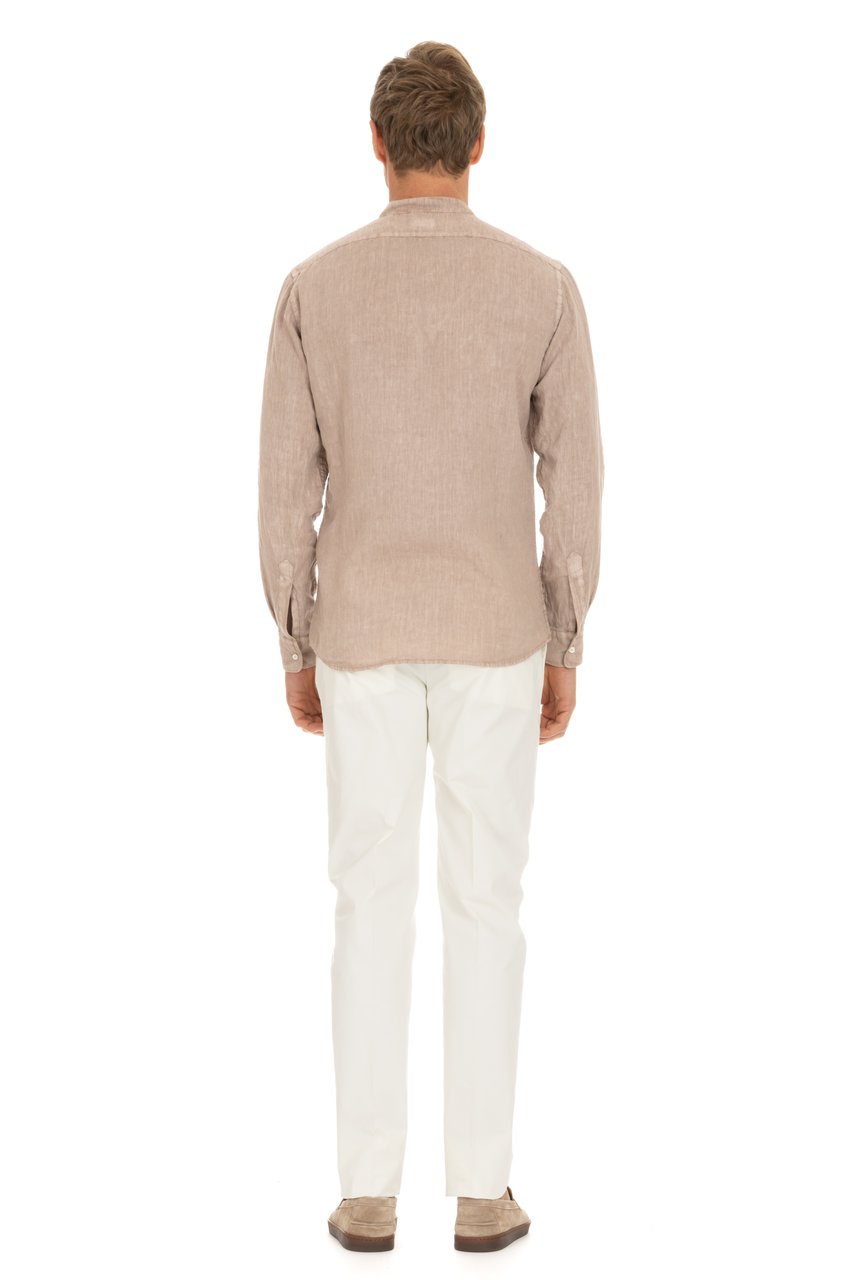 Aspesi Korean Collar Linen Shirt Neutraal