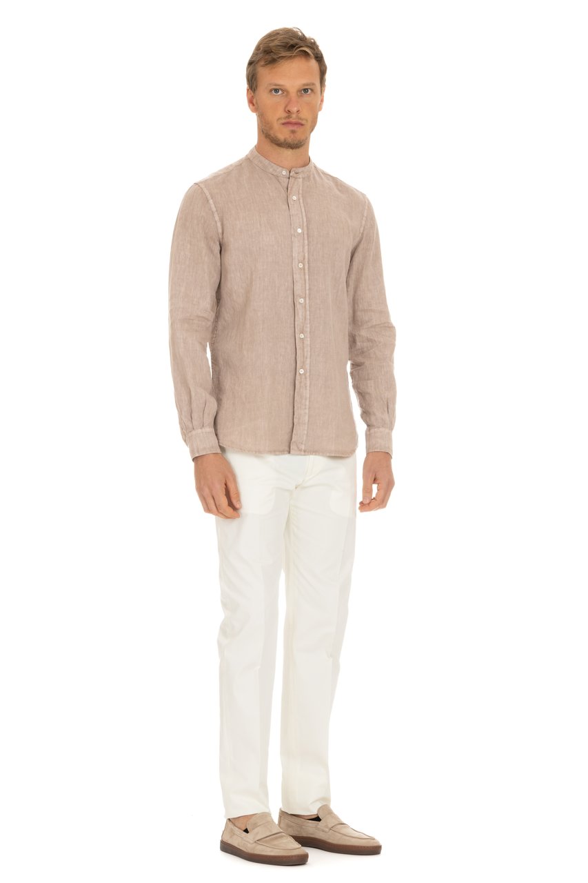 Aspesi Korean Collar Linen Shirt Neutraal