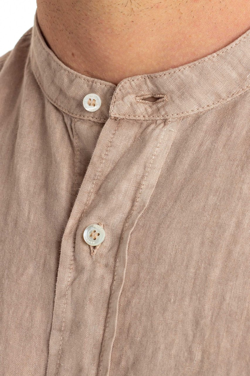 Aspesi Korean Collar Linen Shirt Neutraal