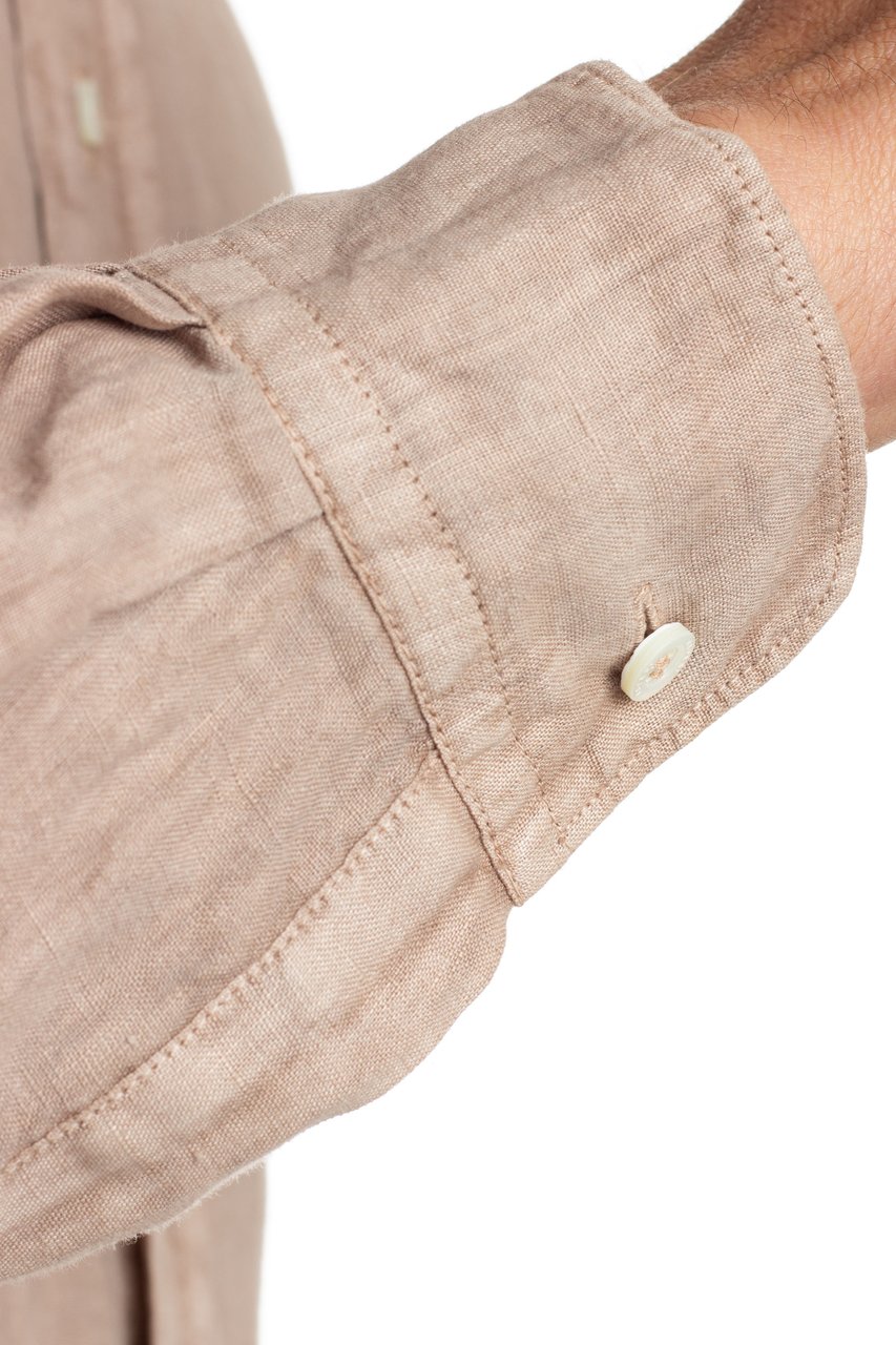 Aspesi Korean Collar Linen Shirt Neutraal