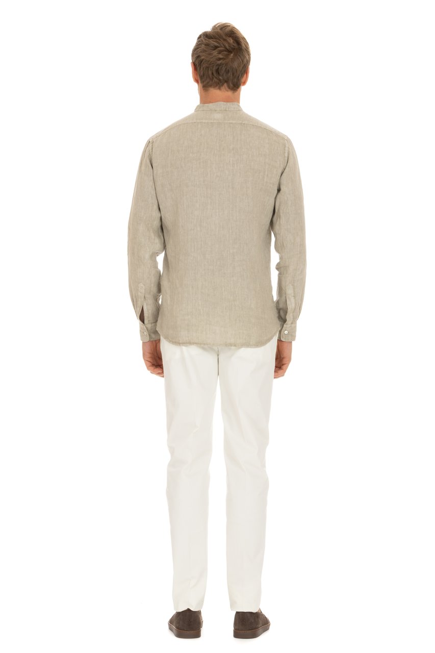 Aspesi Korean Collar Linen Shirt Neutraal