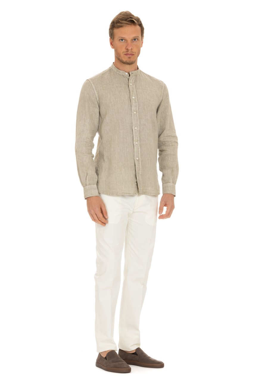 Aspesi Korean Collar Linen Shirt Neutraal