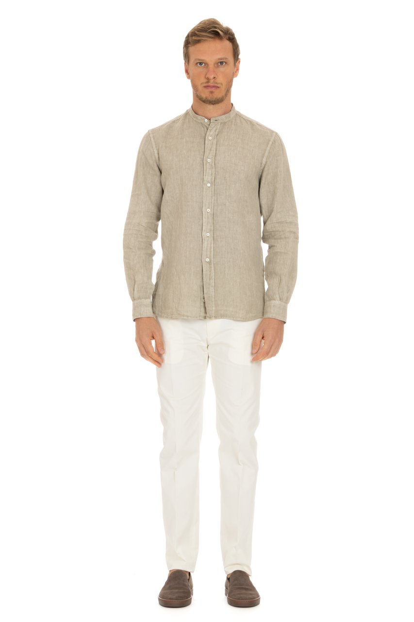 Aspesi Korean Collar Linen Shirt Neutraal